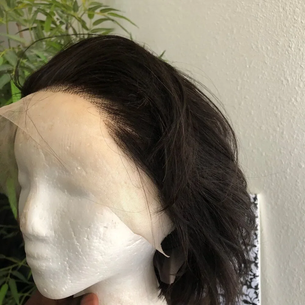 13x4 lace front black short pixie cut 100% HYMAN HAIR wig-180% density